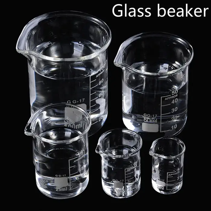5 pièces/ensemble 5/10/25/50/100ml bécher en verre laboratoire tasse à mesurer verrerie pour école é
