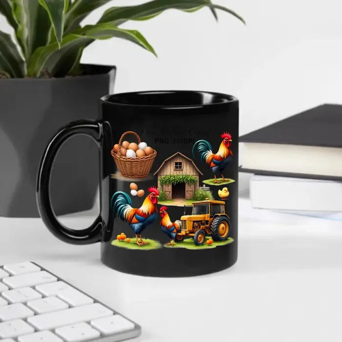 Tasse à café de poulet de ferme