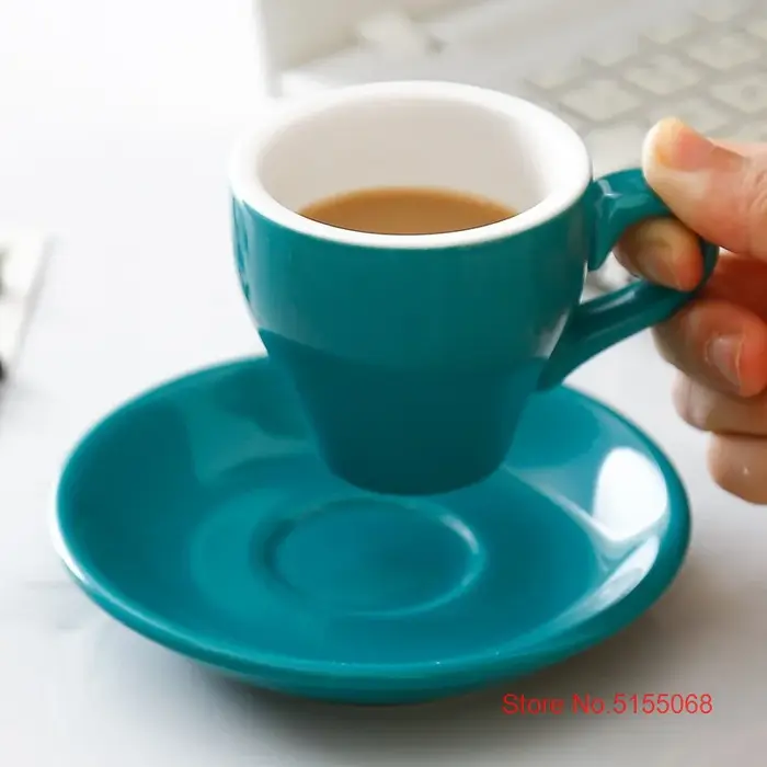 Ensemble de tasses et soucoupes à expresso Macaron multicolores en forme de tulipe de Style nordique
