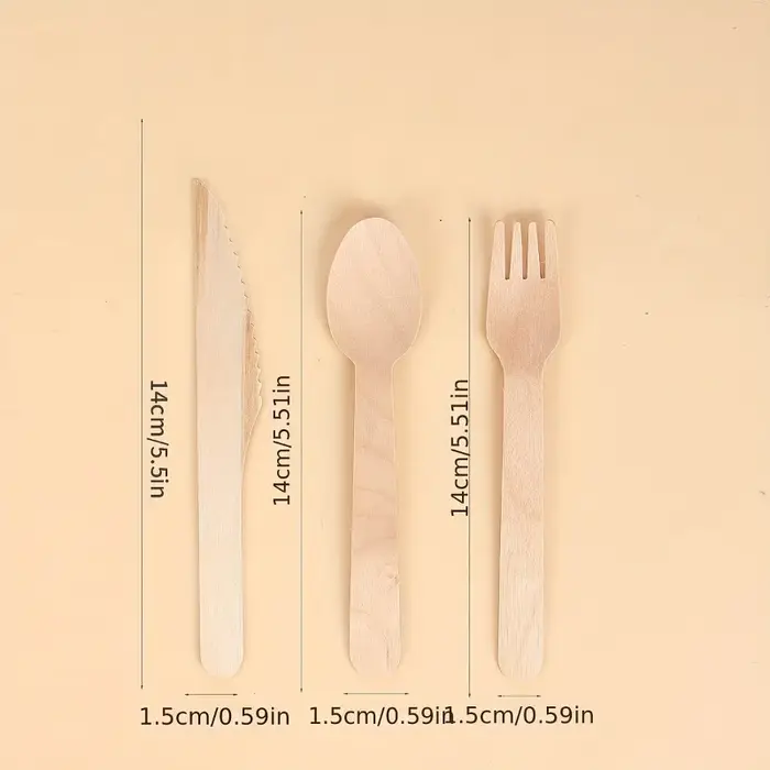 50 pièces jetable en bois cuillère fourchette ensemble de couverts mariages fêtes d'anniversaire Desserts gâteaux crème