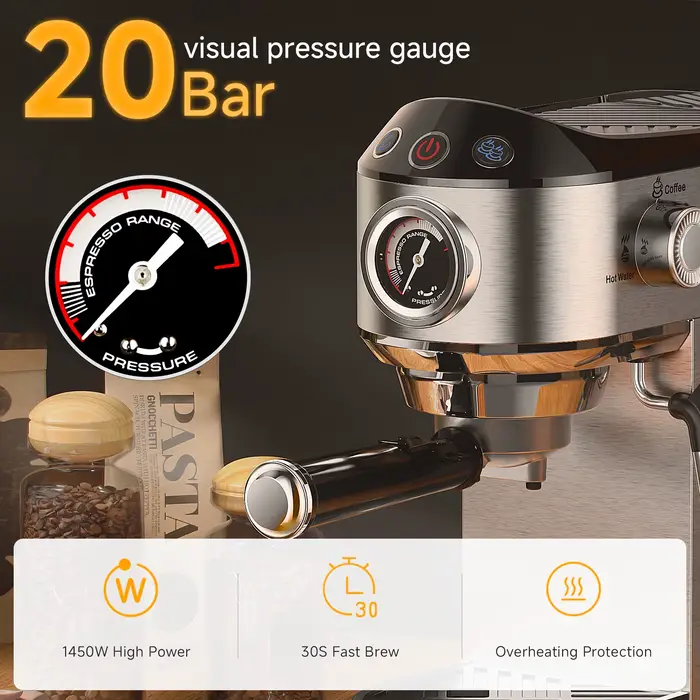 Machine à café semi-automatique en acier inoxydable