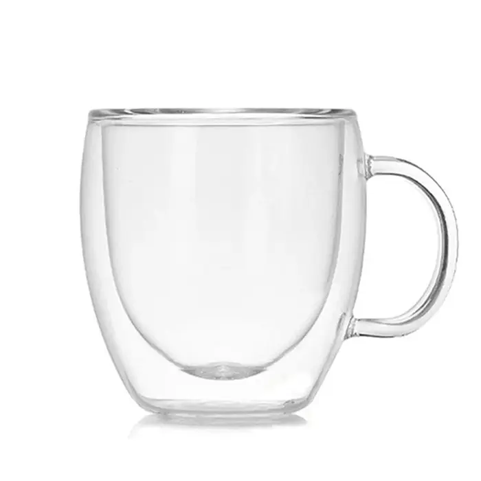 Tasses à café en verre à Double paroi de 350ml, avec couvercles en Silicone, tasse à café réutilisab