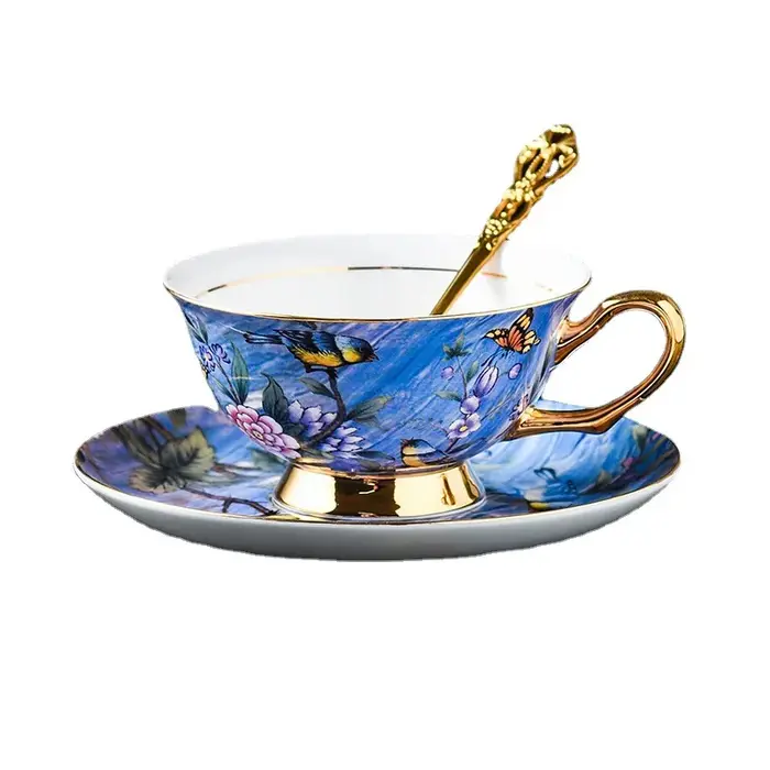 Tasses à café en céramique à motif d'oiseau européen