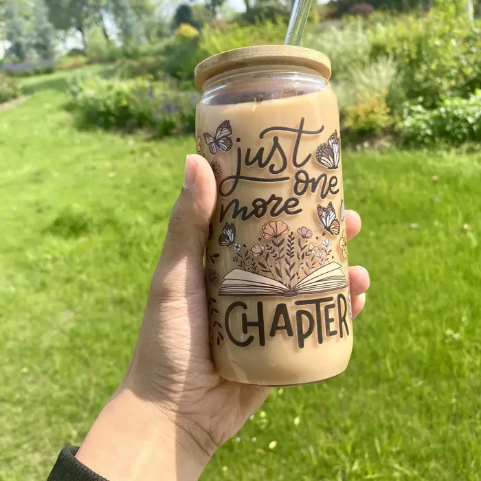 1 verre avec couvercle et paille – gobelet réutilisable, adapté au café glacé, au thé, au jus et au