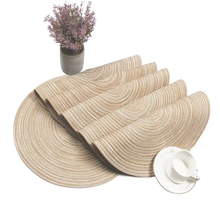Ensemble de 6 sets de table ronds tressés, lavables, pour table de cuisine, pour fête, barbecue, Noë