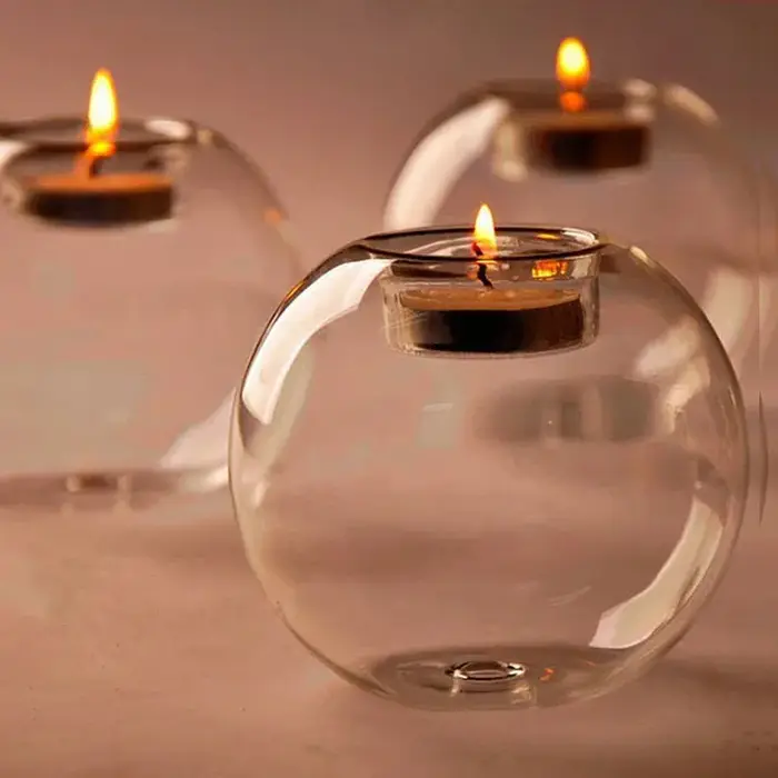 Bougeoirs ronds élégants en verre – Centre de table de style européen pour Noël