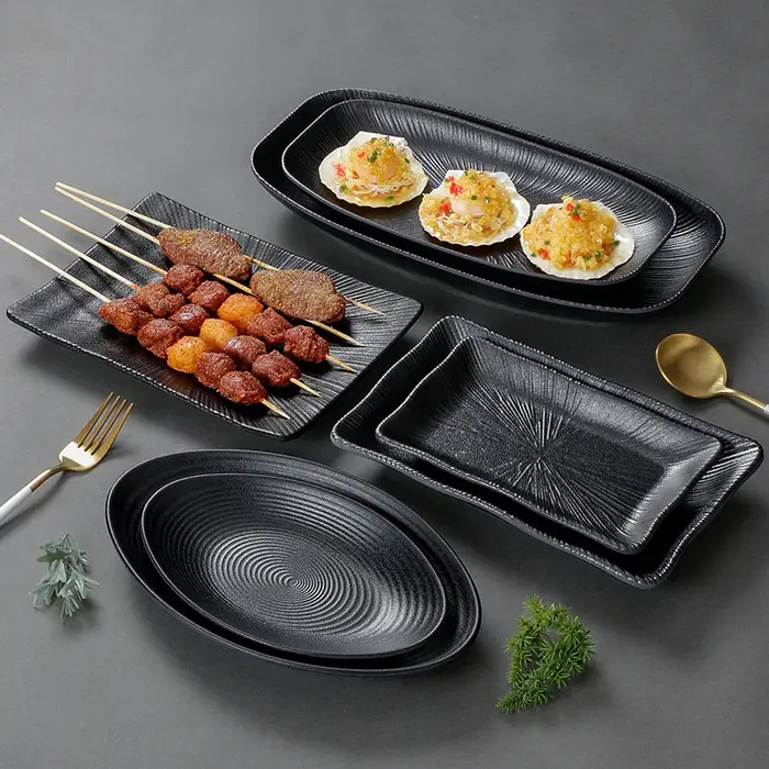 Plateaux à steak de mélamine noire