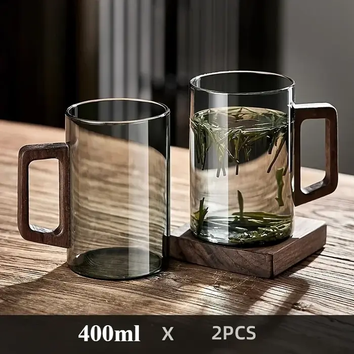 Tasse en verre résistant à la chaleur de grande capacité de 400ml