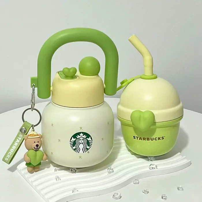 Tasse isotherme portable en acier inoxydable grande capacité double compartiment pour boissons Starbucks Succulent Garden Berry Good Time Rose