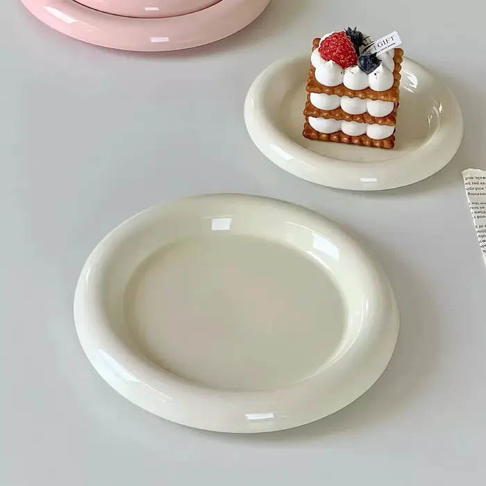 Assiette ronde créative en céramique de Style coréen
