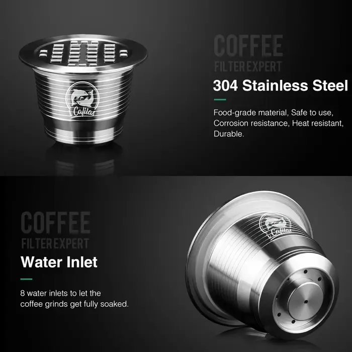 Filtre à café réutilisable ICafilas pour Machine Nespresso avec capsule en acier inoxydable pour Nospresso