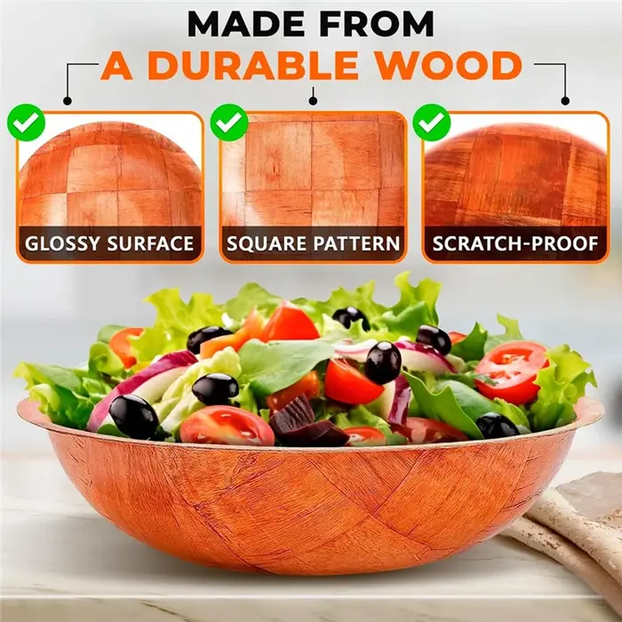 6 pièces bols à salade en bois bol