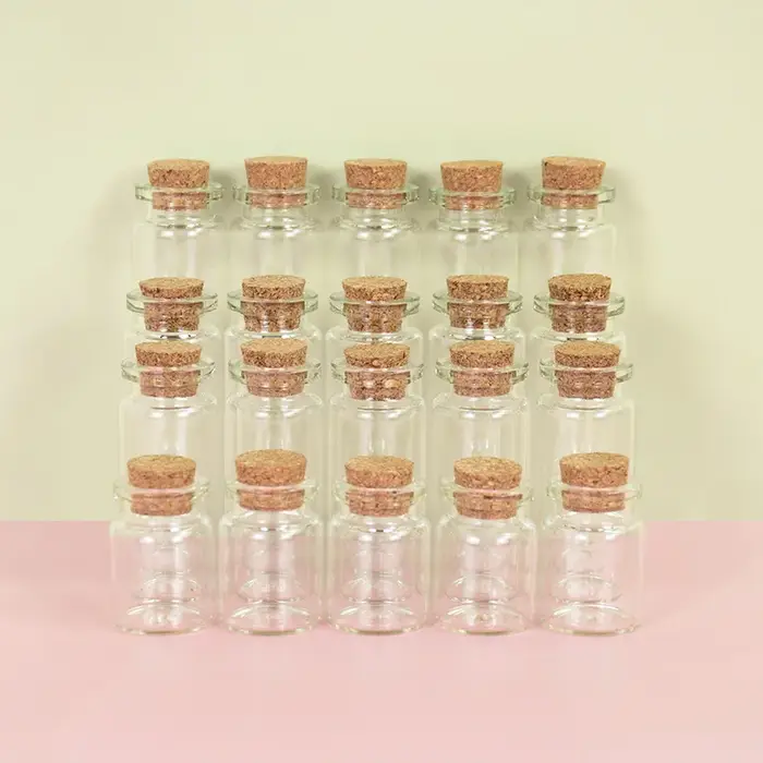 Lot de 5 mini-bocaux en verre transparent