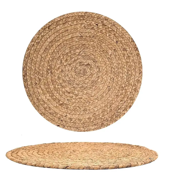 Napperon rond tissé Boho en rotin