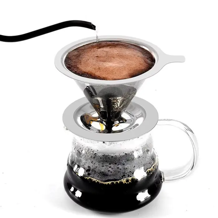 Porte-filtre à café réutilisable double couche en acier inoxydable, passoire à thé, accessoires de c