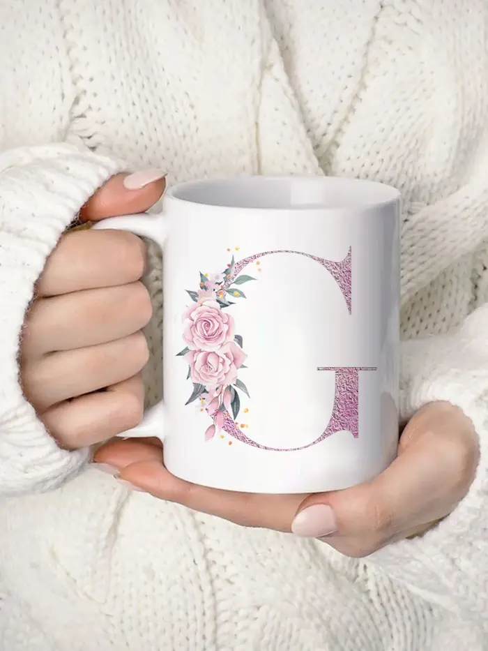 Tasse à café florale personnalisée avec nom