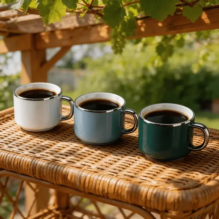 Tasse à café en céramique de 250 ml avec un élégant design à bord argenté