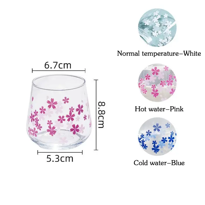 Tasse en verre Sakura sans fleur pour changement de document, verres à café, eau froide et chaude, p