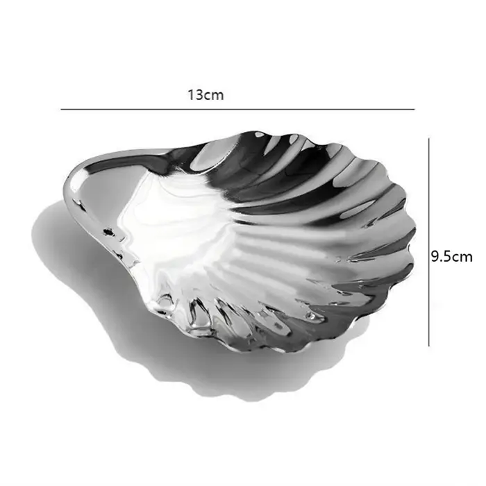 Assiette à vaisselle en acier inoxydable en forme de coquille pour Desserts