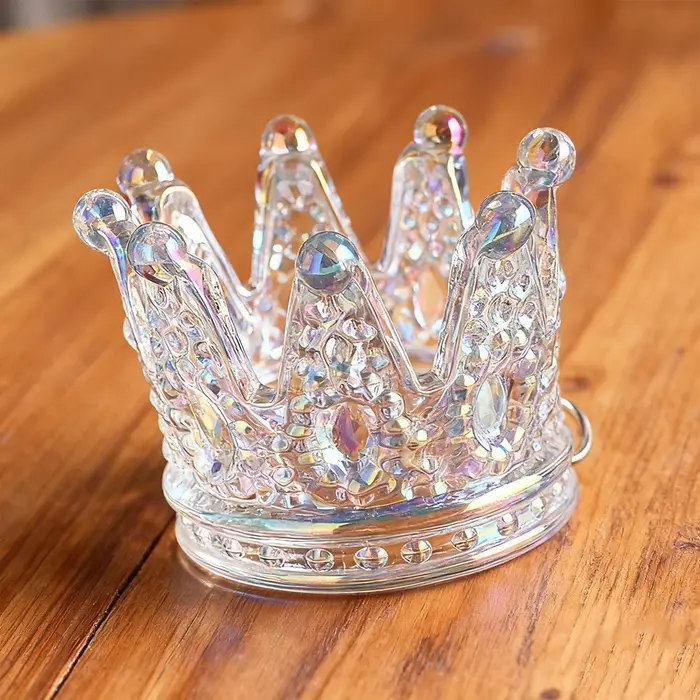 Bougeoir en verre et cristal couronne
