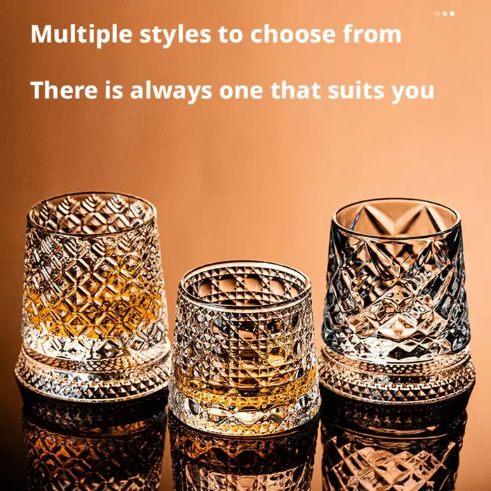 Verres à whisky rotatifs avec Base en verre