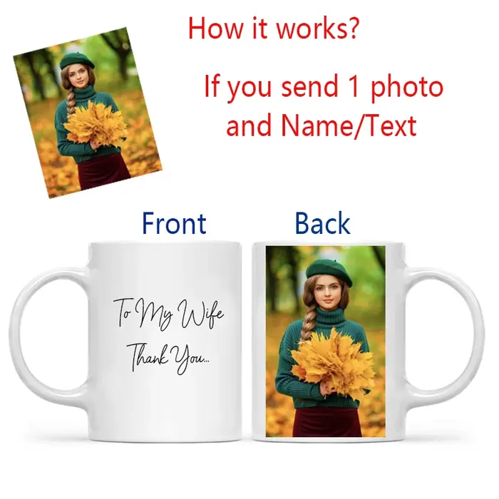 Tasse à café noire avec Photo personnalisée