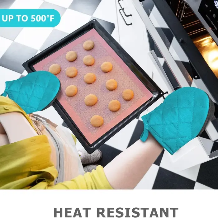 1 paire de gants de four de cuisine, mitaines de four courtes résistantes à la chaleur avec Surfaces