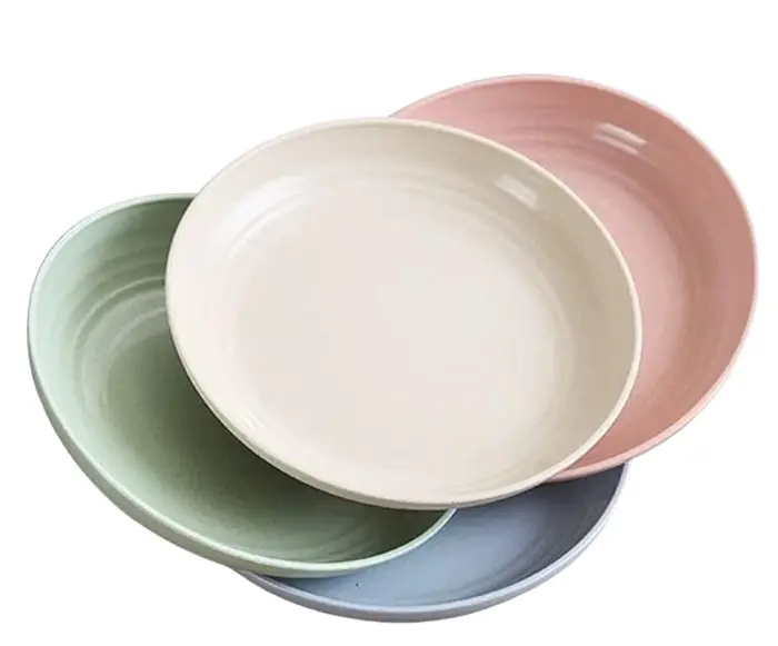 Assiettes en paille de blé, légères, incassables, réutilisables, lavables au lave-vaisselle et au mi