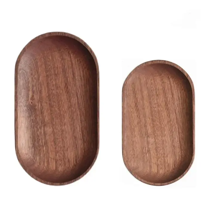 Vaisselle ronde ovale en bois massif