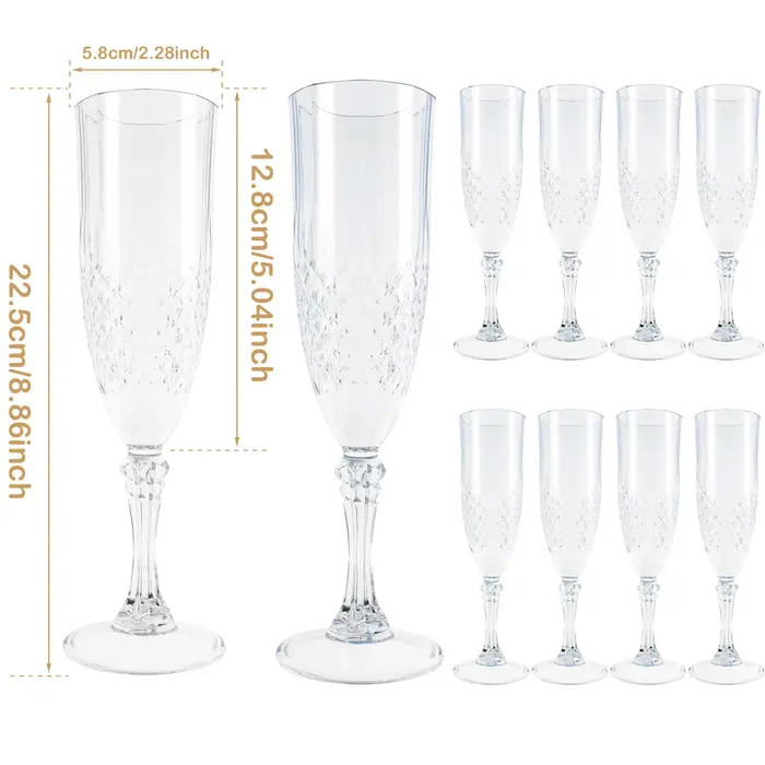 12 pièces flûtes à Champagne verre rose élégant flûtes à vin ensemble Champagne vin gobelet en plast