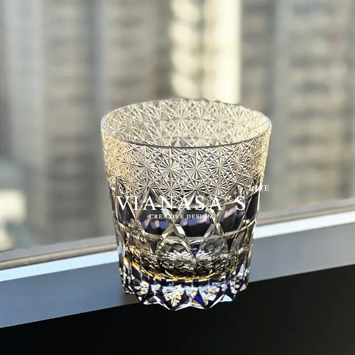 CHAMVIN'S améthyste Edo Kiriko verre à whisky gravé à la main gobelet en cristal articles de bar