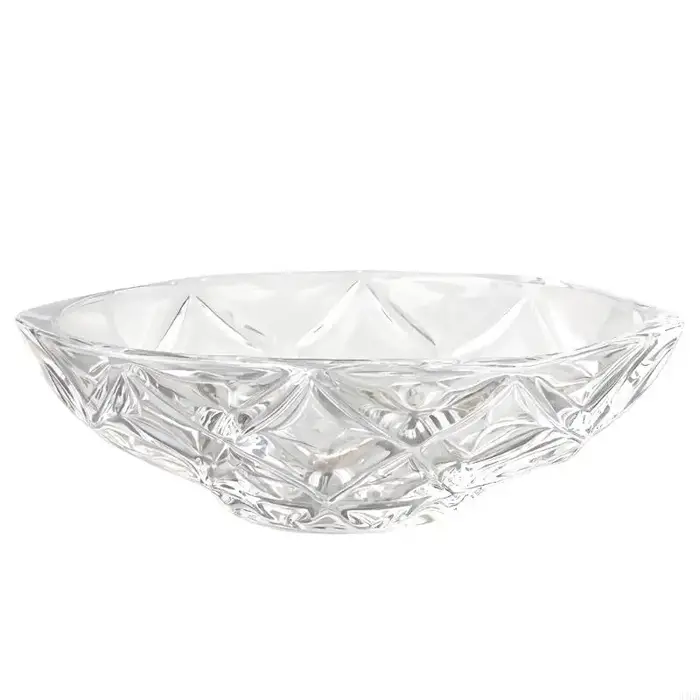 Bol à fruits en verre plat service ovale, pièce maîtresse à découpé pour Table à manger, collations
