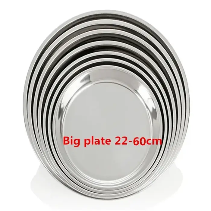Assiettes de chargeur de plat épais et rond, acier inoxydable, argent exquis, service, escalade, gât