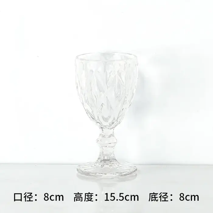 Gobelet de couleur vintage, verre à vin et à eau, pressé à la machine, clair, bleu, rose, gris, 1 pi