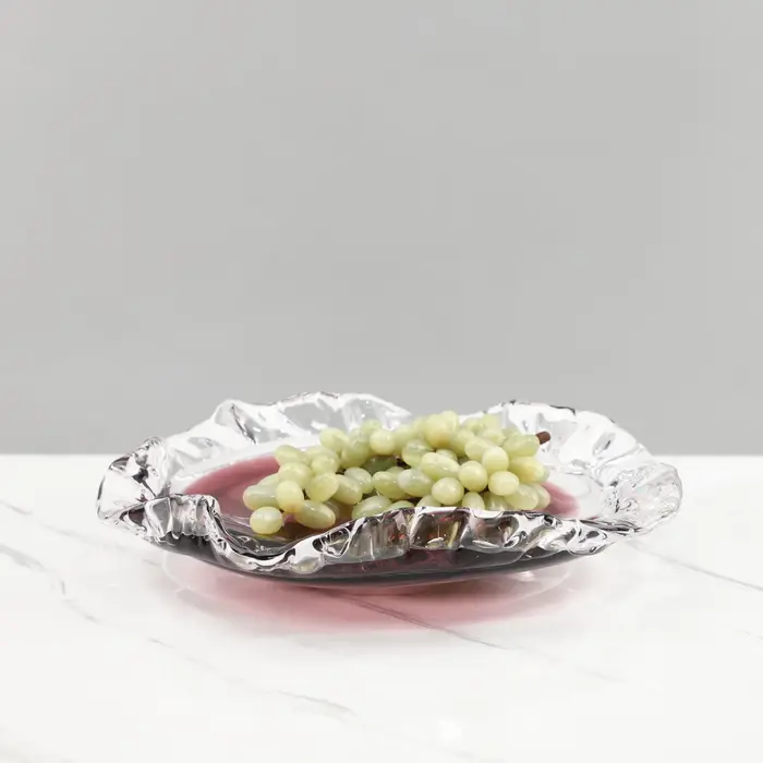 Plateau à fruits en verre plissé en forme de goutte d'eau, conteneur de rangement de bureau, plateau en verre gradué, plateaux décoratifs pour bijoux