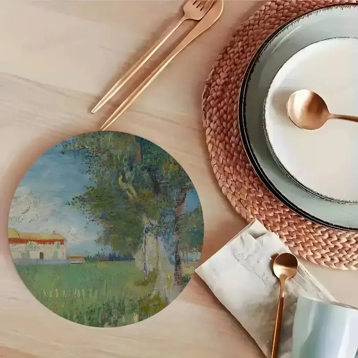 Sous-verres ronds en peinture à l'huile de Van Gogh, isolés, durables, pour tasses à café, assiettes