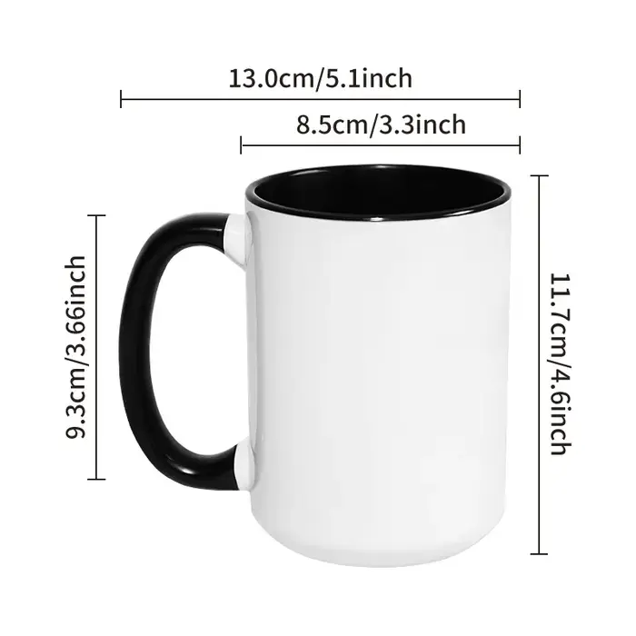Grande tasse en céramique personnalisable de 450 ml (15 oz) – Mug créatif pour café et lait