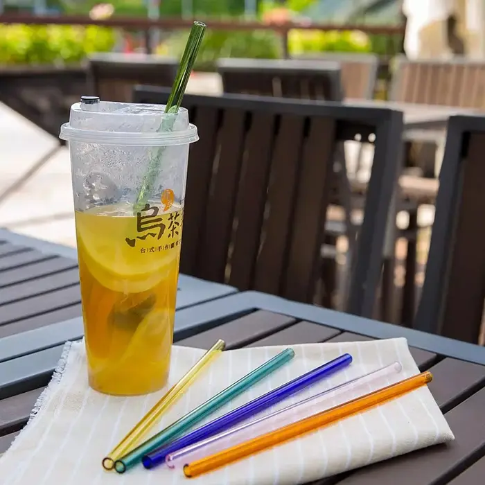Pailles droites en verre fin coloré