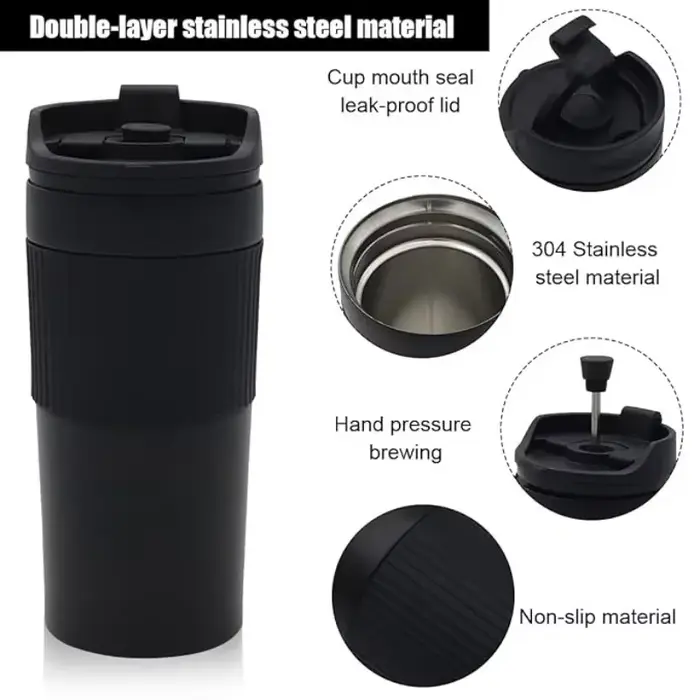 Cafetière Portable presse française tasse isolée avec Double paroi isolé café sous vide thé Thermos