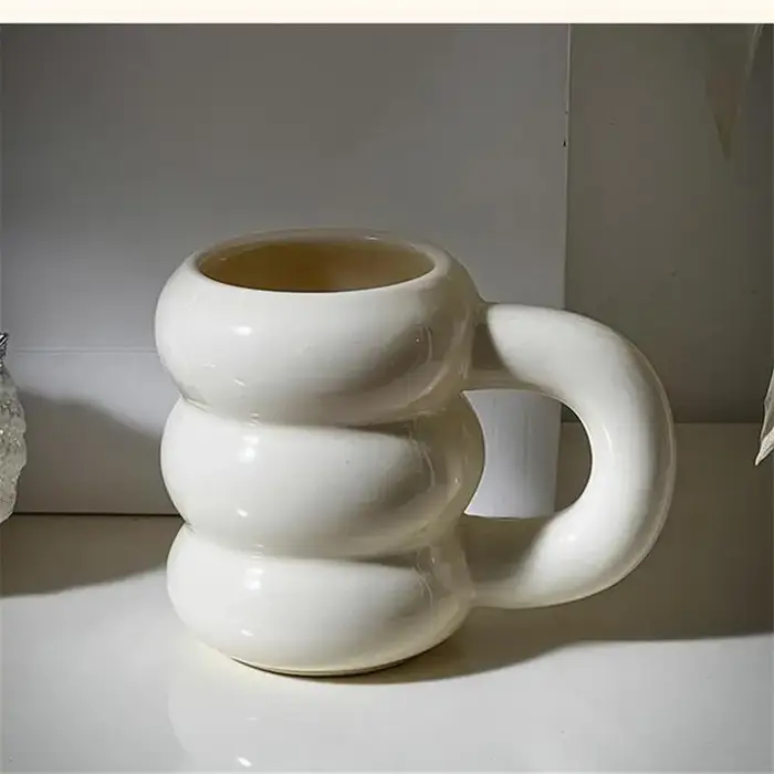 Mignon épaissir tasses d'eau en céramique café tasse à lait avec poignée 420Ml grande tasse de jus e