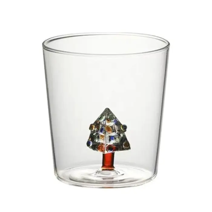 Verre à boire 3D avec figurine d'arbre Noël à l'intérieur