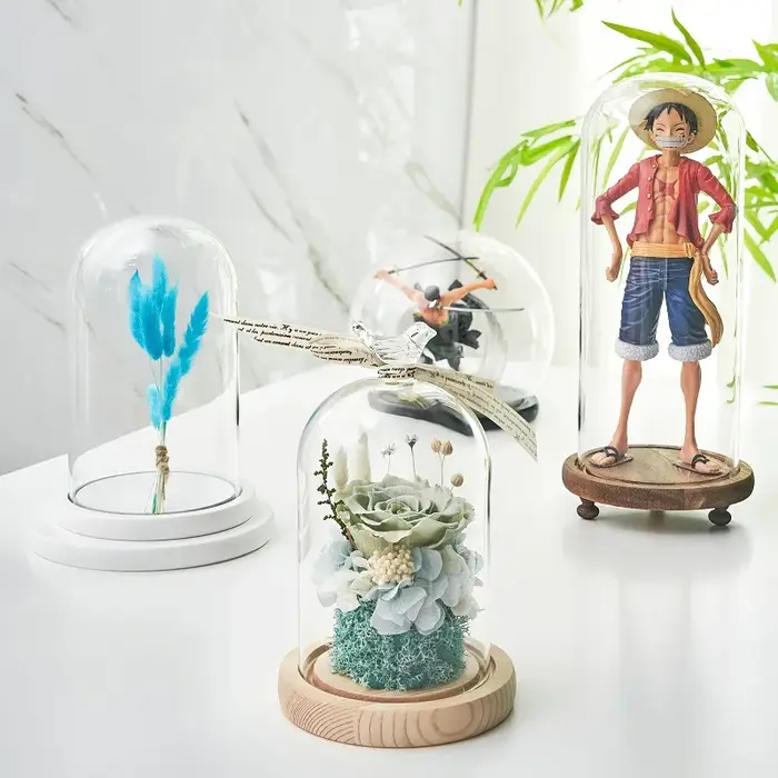 Boîte de présentation en verre avec couvercle en verre à fleurs