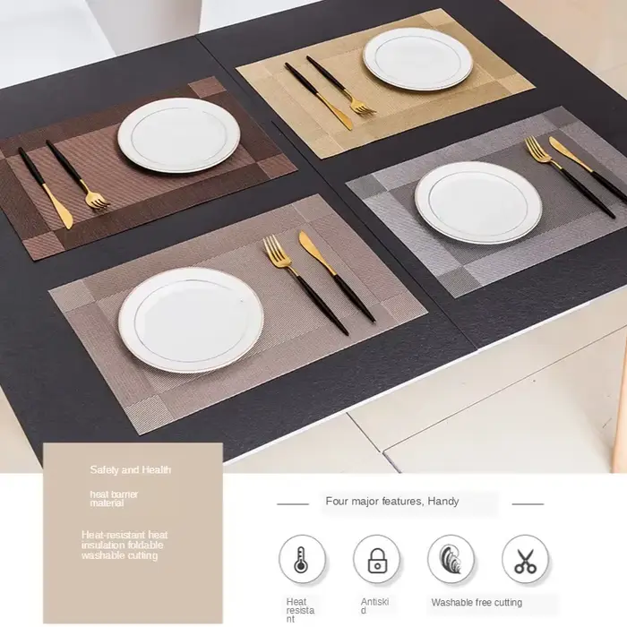 Ensemble de napperons lavables en PVC pour table à manger