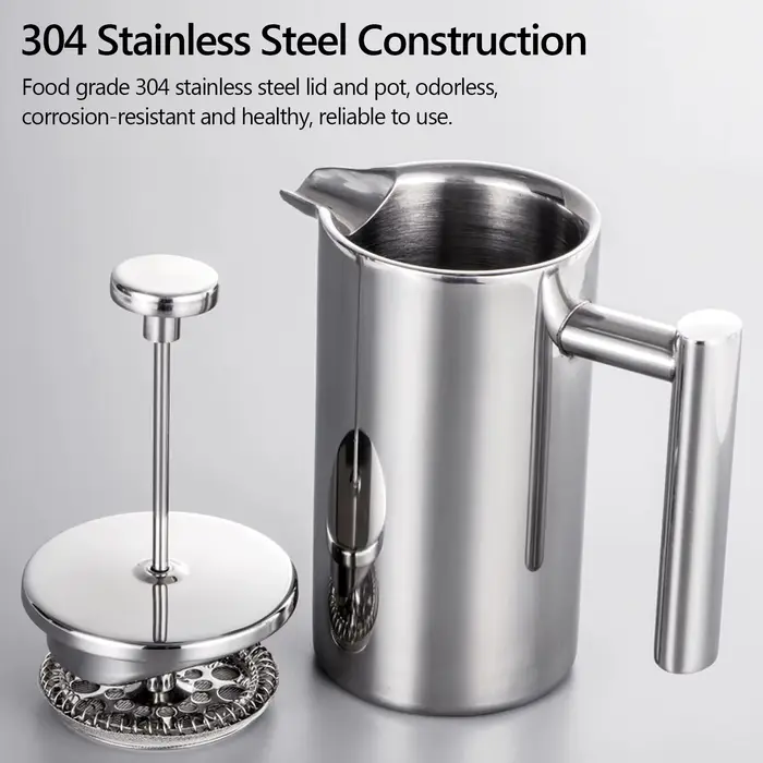 Cafetière à pression française en acier inoxydable