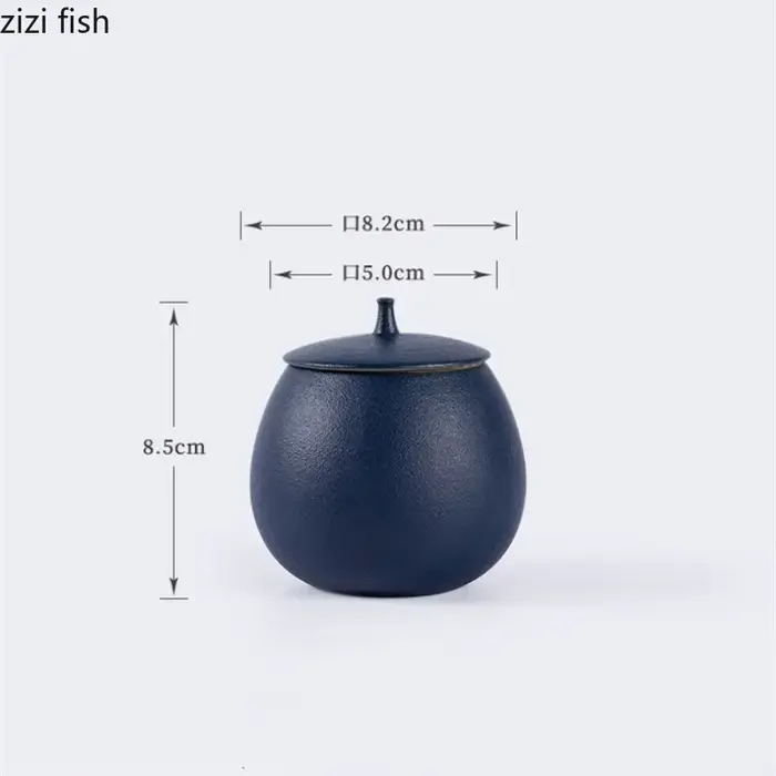 Boîte à thé en grès pot rond scellé caddie à thé en céramique