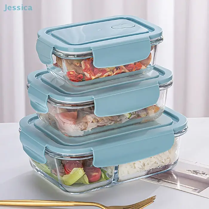 ♥ Boîte à Bento en verre borosilicate élevé avec couvercles