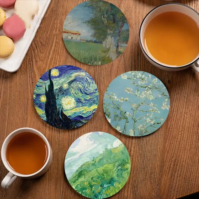 Sous-verres ronds en peinture à l'huile de Van Gogh