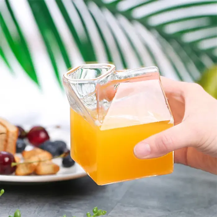 1Pc demi-pinte lait Carton Style créatif Mini crémier cruche verre lait tasse tamis tasse lait tasse