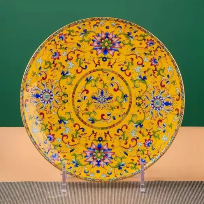 Assiette plate en céramique style palais Jingdezhen