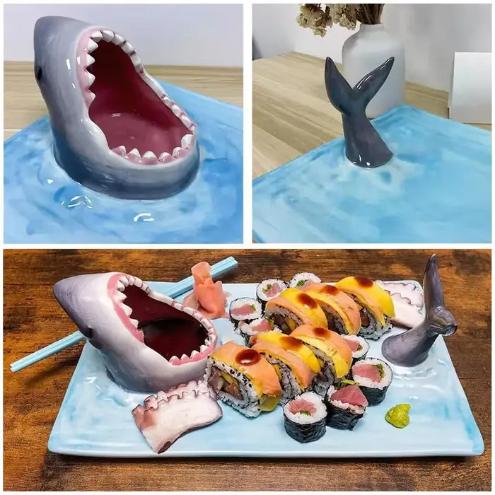Assiette en céramique requin bord de mer